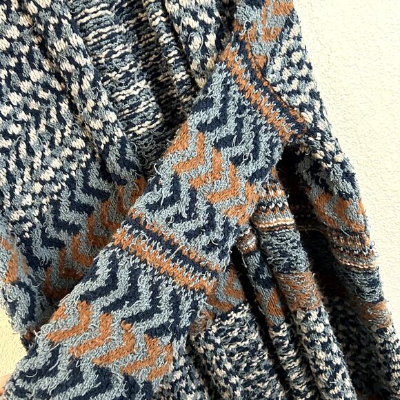 Free People Lona Wrap Cardigan Womens Size Small No Belt Blue Brown White - Picture 6 of 9